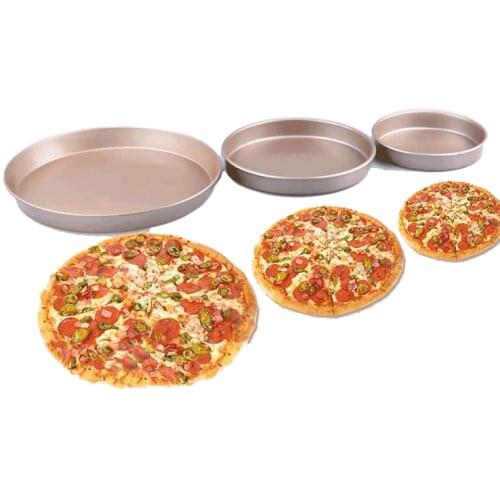Metal Baking Round Pizza Plate Non-stick Baking Dish Tools Pizza Tray Home Tortilla pan Bread And Loaf Fluted Pie Pans PM-001