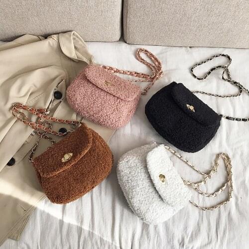 Cute Kids Children Girls Mini Crossbody Bags Soft Fur Handbags Bag Gift Purse Crossbody Bag Plush Backpacks Coin Purse Female Da