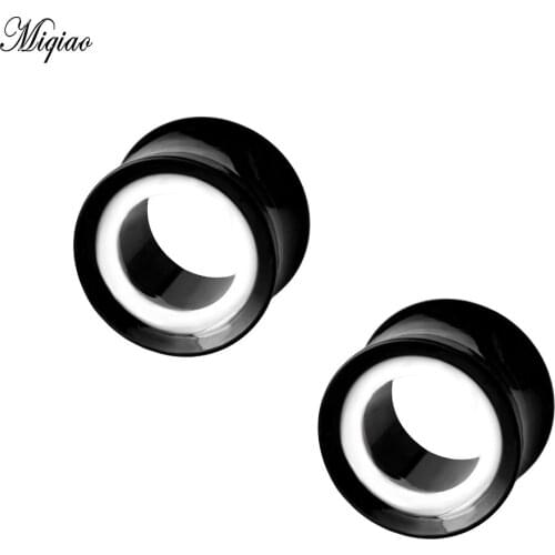 Miqiao 2pcs Fashion Hot Sale Acrylic Black and White Ears 12mm-20mm Exquisite Piercing Jewelry