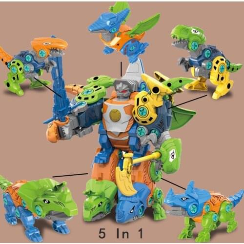 Model Building Assembling Dinosaur Toy DIY Screw Disassemble Combination Deformation Robot Boys Puzzle Toys for Kids Plastic Kit