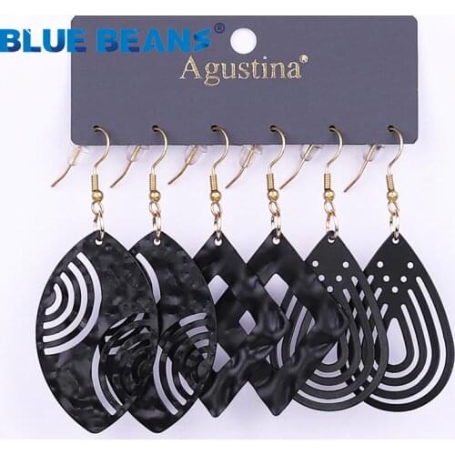 BLUE BEANS 2021Set Earrings For Women Long black Earrings Set acrylic Drop Earrings Fashion Jewelry Boho Girls Dangle Earring