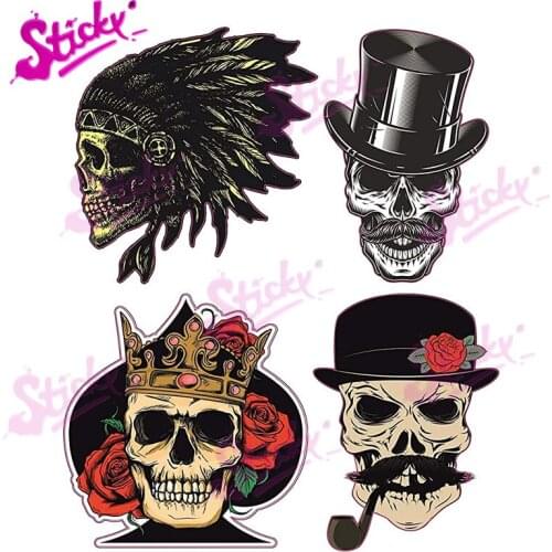 STICKY Spades Skull Old School Rockabilly Retro Rockabella Biker Chopper Bobber Badge Brand Car Sticker Decal Accessories