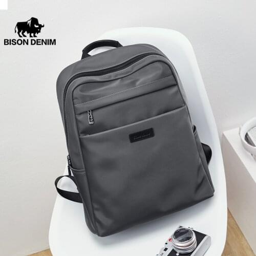 BISON DENIM Women Men Nylon Grey Backpack College Student School Backpack Bags Large Capacity Casual Travel Daypack N20152-1H