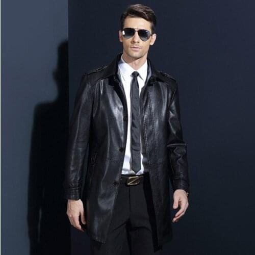 2020 New Leather Jacket Men jaqueta de couro Leather Jacket Black/Brown Long Motorcycle Jacket Men, Big Sizes M-XXXXL