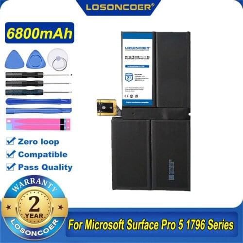 100% Original LOSONCOER 6800mAh G3HTA038H DYNM02 Laptop Battery for Microsoft Surface Pro 5 1796 Series Tablet DYNM02
