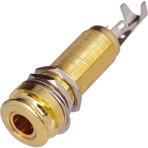 Durable Threaded Cylinder Output Strap End Pin Jack Socket for Electric Guitar Bass Golden