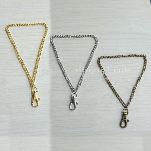 20 Sets Chain Link Wrist Strap For Purse Clutch Pouch Key Ring Wristlet Swivel L39mm Nickle Wholesale