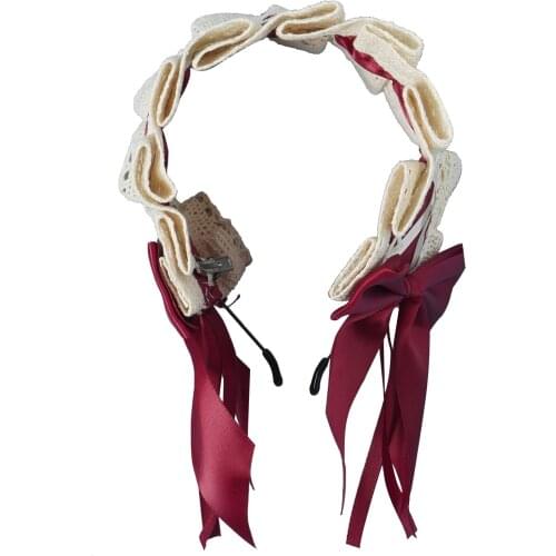 Kawaii Girls Hair Clip Headhoop Cute Rabbit Bunny Plush Lop Ears Hairpin Ribbon Bow Pleated Edge Lolitas Cosplay Hair Accessorie