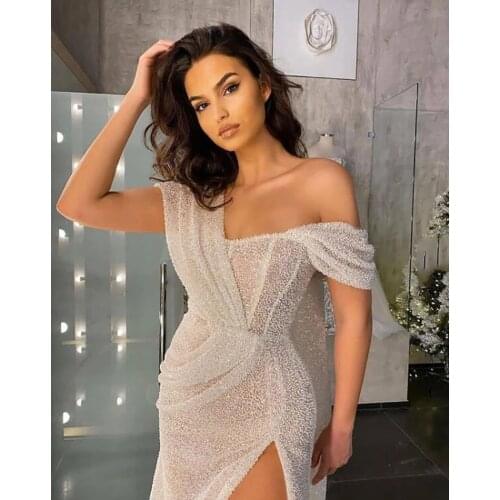 Sexy SequinMermaid Evening Dress One Shoulder Side Split Formal Dress Party Prom Gown Mermaid 2021 robe de soirée de mariage