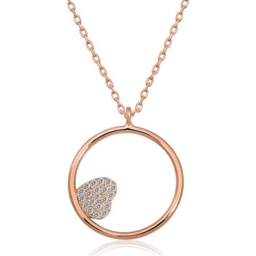 Silverlina Silver Heart Detailed Ring Necklace