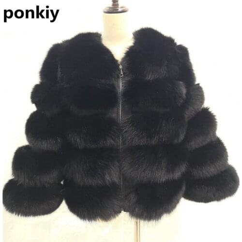 Real Fox Fur Jacket Women 100% Natural Fur Girl Silver Fox Fur Short Coat Winter Jacket Long Sleeve Female 2020 New Arrival