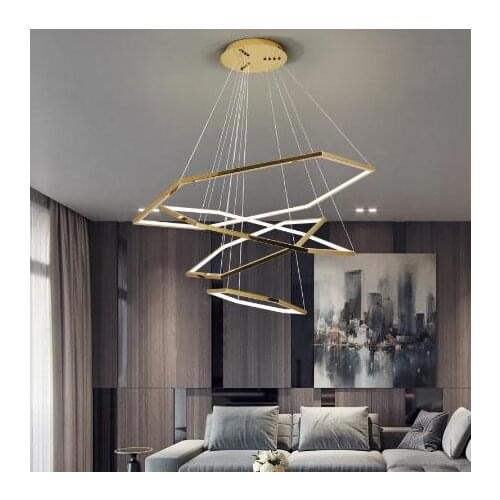 Modern duplex floor living room villa pendant light minimalist multilevel hexagonal pendant lamp