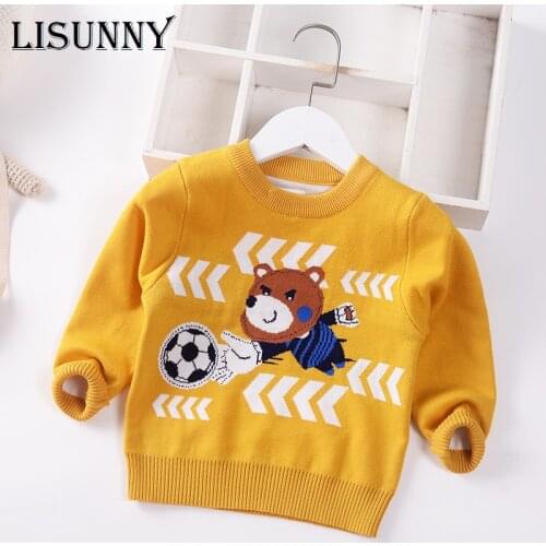 Boys Sweater 2021 Autumn Winter Baby Sweater Jumper Cartoon Bear O-Neck Children Sweater Toddler Pullover Kids Clothes 1-7y