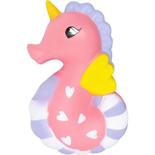 Jumbo Kawaii Unicorn Seahorse Squishi PU Simulation Animal Squishy Slow Rising Vent Decompression Squeeze Toys for Kids 14*9 CM