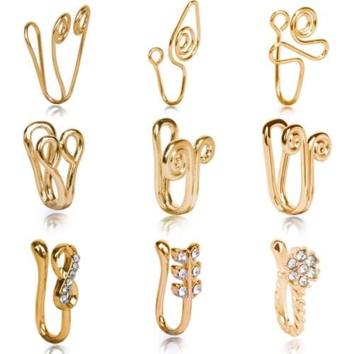 U Shape Fake Nose Piercing Ring Nose Cuff And Stud Jewelry Cooper Curve Shape Nose Clip Non Piercing Nose Ring Clip Ear Clip