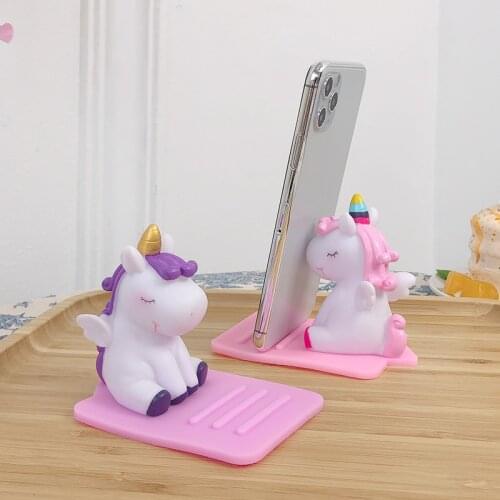 Universal Phone Holder Cute Cartoon Unicorn Mobile Phone Bracket Stand Tablets Desktop Holder for For iPhone iPad Samsung Huawei