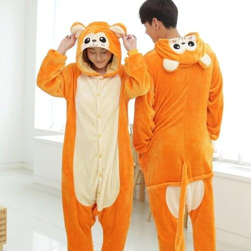 2019 Halloween Adult Monkey Kigurumi Cosplay Costume Flannel Female Outfits Jumpsuits Bodysuits Women Onesie Hoodie Pajamas