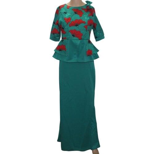 Tilapia new ankara style women summer set top and mermaid skirt 2in1 half sleeve bow elastic slim empire waist women sets