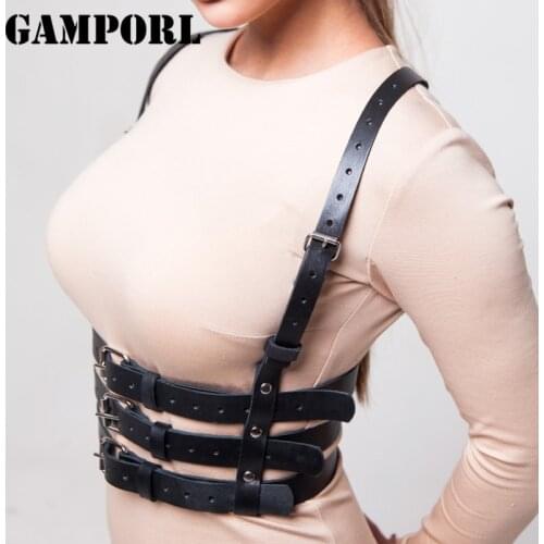 GAMPORL Leather Chest Harness Women Sexy Lingerie Harajuku Suspenders Belt Stockings Waistband Bdsm Body Bondage Bra Cage Garter