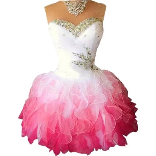 Bealegantom 2021 White Pink Prom Dresses Beaded Homecoming Dress Lace Up Plus Size Party Gowns Robe De Soiree In Stock QA1412