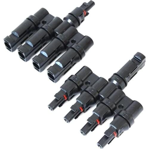 1 Pair Solar Energy Panel MC-4 T Branch Connectors Cable Coupler Combiner- 1 Male to 4 Female(M/4F) and 1 Female to 4 Male(F/4M)