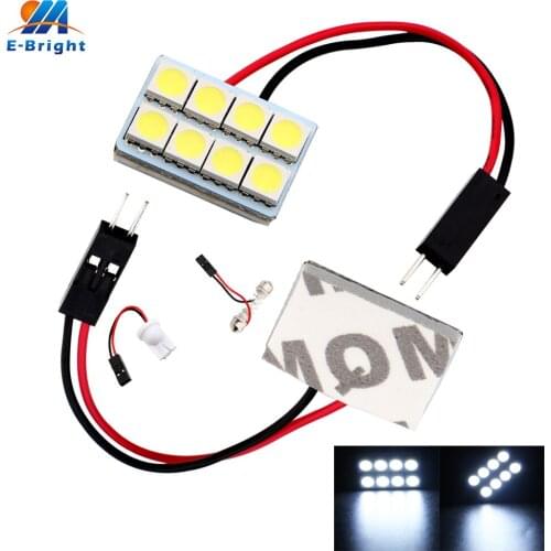 100pcs White T10 8 SMD 5050 8 LED Light Car Bulbs Auto Panel Light With Festoon+T10 2 Adapters Dome Reading Universal Bulb Lamp