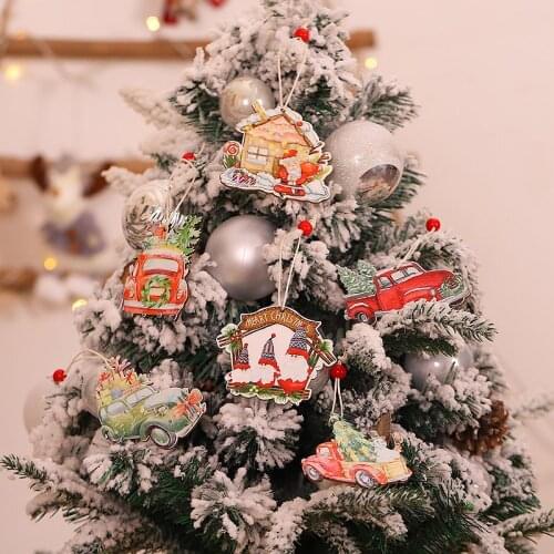 2 Pcs Wooden Christmas Tree Decorations Elk Car Hanging Pendants New Year Christmas Decorations For Home Party Navidad New Year
