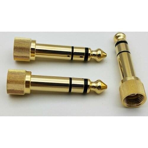2pcs brass Gold 1/4" 6.35mm to 3.5mm plug Stereo Audio Headphone screw