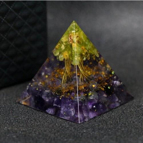 2020 Healing Crystal Gold Wire Orgone Pyramid Stone Figurine Energy Generator For Meditation Reiki Balancing drop shipping