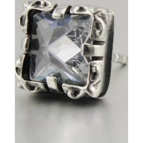 316L Stainless Steel White CZ Stone Fashion Stud earrings G001(2 Pieces)