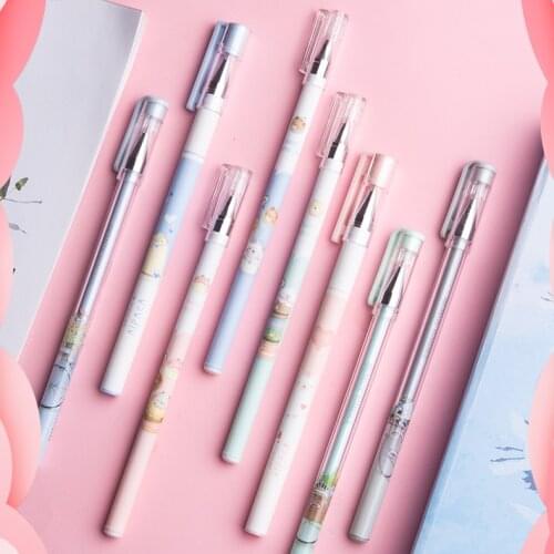 4 pcs/lot 0.38mm Cartoon Animal All Needle Gel Ink Pens Cute School Office Writing Supplies Kawaii Korean Accessories Stationery