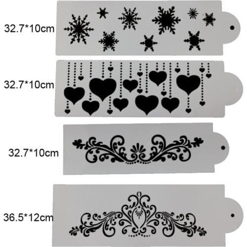 4 pcs Stencils Bullet Journal Snowflake Heart Decoration Template DIY Scrapbook Diary Doodle Flower Pattern Painting Template