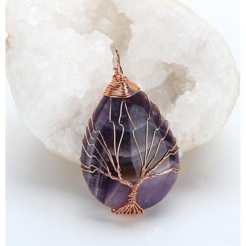 44x27x12mm Hot selling High quality Natural Handmade Amethysts Tree of Life Pendant Bead LSH611