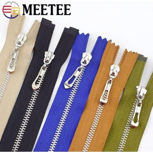 5pcs Meetee 15-70cm Closed&open Zip 3# Metal Zippers Auto Lock for Bags Purse Wallet Clothing Zipper Repair Kit Sewing Accessory