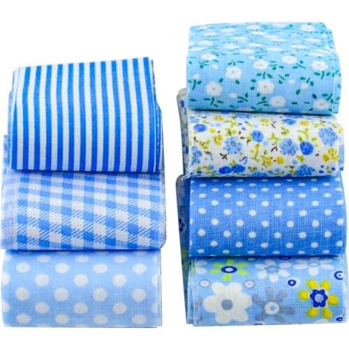 F035# 7pcs/lot 100%cotton fabric light blue sets jelly roll quilting patchwork fabric strips for DIY handmade crafts 5cm x100cm