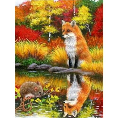 5D DIY Autumn Fox Diamond Painting Animal Full Drill Forest Elf Nouveaute Mosaic Embroidery Cross Stitch home decorative