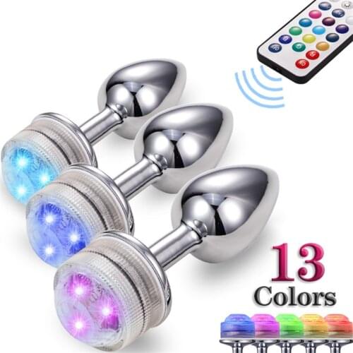 13 Colors Anal Sex Toys LED Colorful Light Metal Butt Plug For Adult Game Anal Dildo Erotic Toys Intimate Goods Vagina Massager