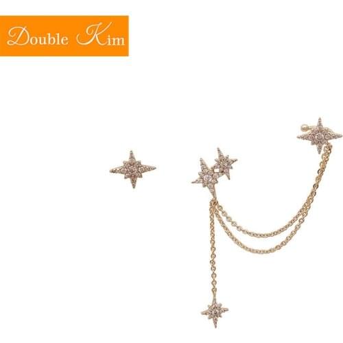 Star Meteor Asymmetry Earrings Alloy Material Inlaid Zircon Prevent Allergy Earrings Fashion Trendy Women Jewelry Gift