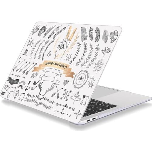 Handsketched Gold Fingers Elements Pattern Laptop Case For Apple MacBook Retina Air 12 13.3 New Pro 15.4 16 inch Cover shell