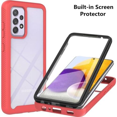 Built-in Screen Protector Phone Case For Samsung Galaxy A02 A12 A21s A217F A31 A32 4G A42 A51 A515 A52 A71 A715 A72 5G Cover