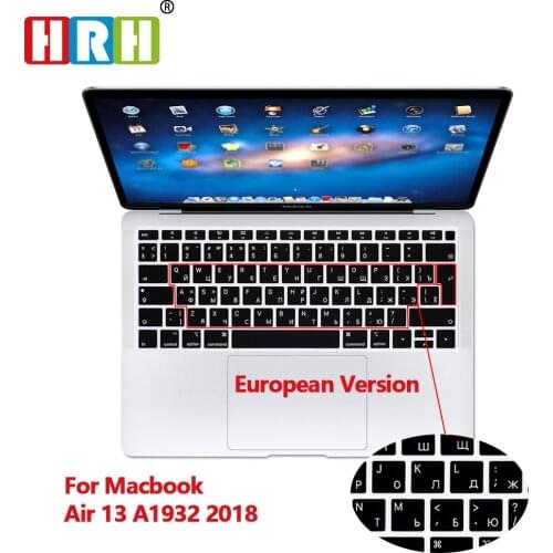 HRH Newest Russian,French,Portuguese,Swedish,Italian Language Silicone Keyboard Skin Cover for MacBook Air 13 A1932 2018 Release