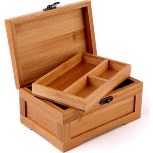 Bamboo Craft Princess Korean Bamboo Jewelry Box Wooden Jewelry Storage Box Small Collection Box Gift Box WF
