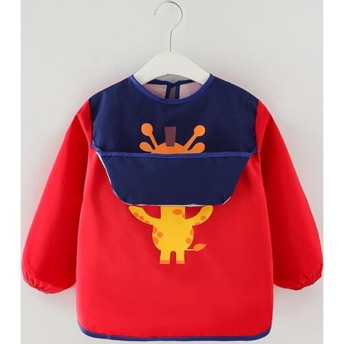 Thick Baby Bandana Bibs Waterproof Long Sleeve Apron Kids Burp Cloth Feeding Bib With Pocket Child Eating Drawing Smock Apron