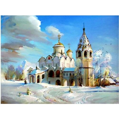 DIY Diamond painting Cross Stitch Snow Castle Full Diamond Embroidery pattern 5D Diamond round Rhinestone Needlework