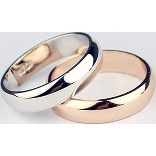 Vintage Ancient Rose Gold Silver Color Smooth Rings for Women Punk Hip Hop Retro Ring Fashion Jewelry Best Gift Size 7-11 Men