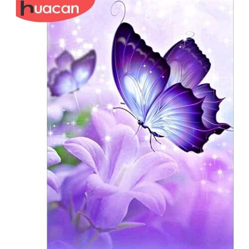 HUACAN Diamond Painting Full Butterfly Embroidery Cross Stitch Flower Animal Mosaic Diamond Art Wall Stickers