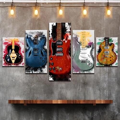 Canvas Painting Wall Art 5 Pcs Tony Iommi Monkey Guitar Poster HD Prints Home Decor Modular Musical Instrument No Frame Pictures