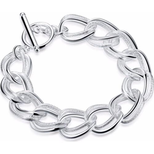H290 925 Delicate Silver Bracelet Silver Plated For Women Mens Wholesale Free Shipping Charm Christmas Gifts Fashion Jewelry