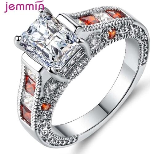 New Trendy Women 925 Sterling Silver White AAA Zircon Elegant Claw Design Rings Wedding Engagement Ring Jewelry Birthday Gift