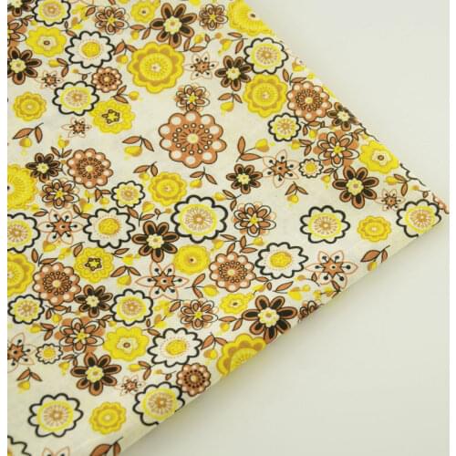 Brown and Yellow Flowers Patchwork Fabrics Textile Telas 100% CottonSewing Printed for Beginners Practice Doll Clothing Crafts